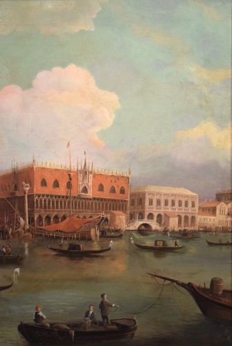 XIXe siècle - Venise, Bassin de Saint-Marc  Signé E.M. et daté 1875